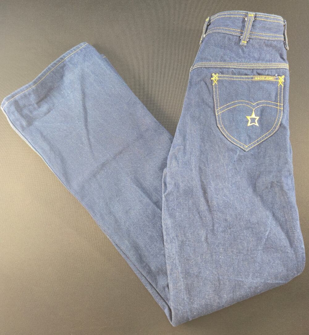 Vintage Hash Jeans Dark Wash Flare Leg‎ Denim Star Pocket High Rise Trousers 27